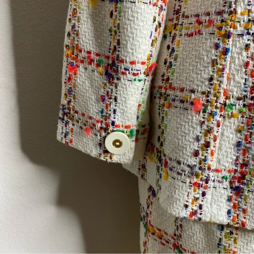 Doncaster Vintage Multicolor Tweed Plaid 2 Piece Skirt Suit Set - Picture 10 of 14